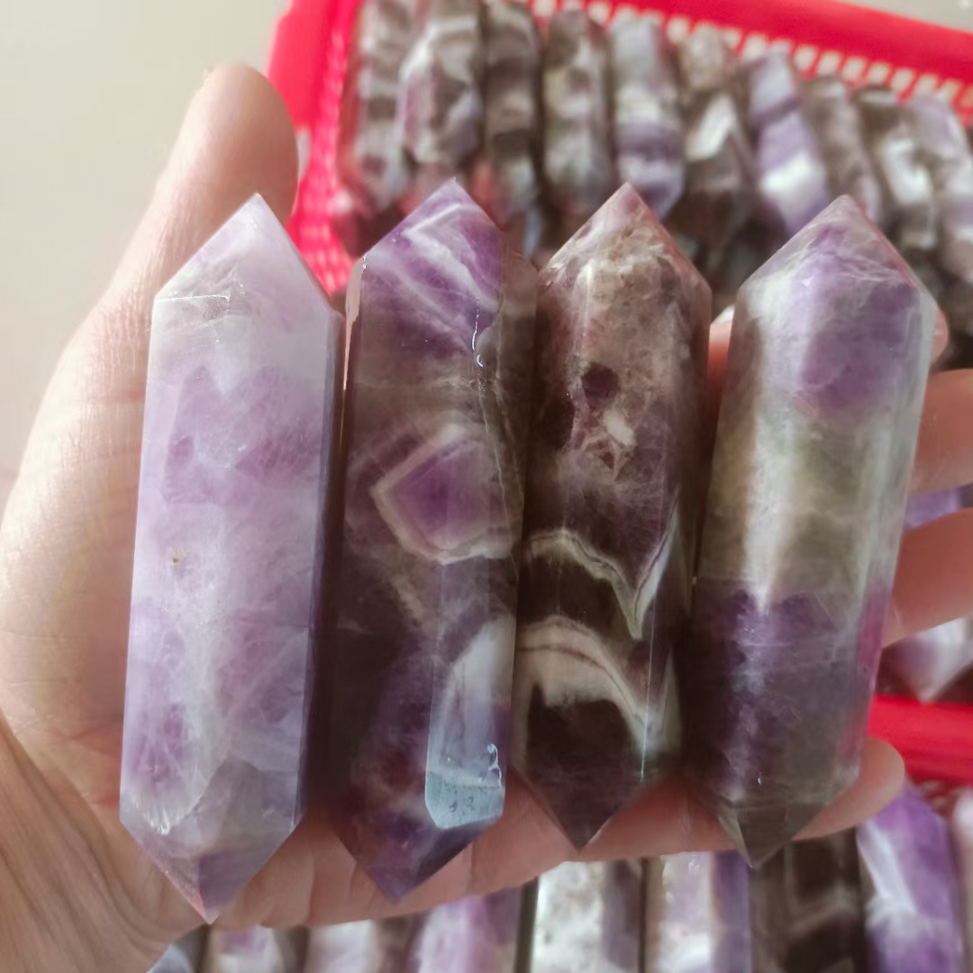 Polished healing amethyst bulk crystal towers natural quartz reiki dream amethyst double point crystal for fengshui