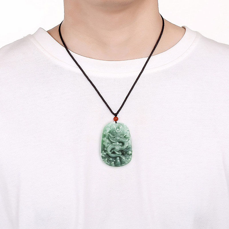 High quality natural gemstone carving crafts Myanmar jade jade dragon pendant carved jade pendant