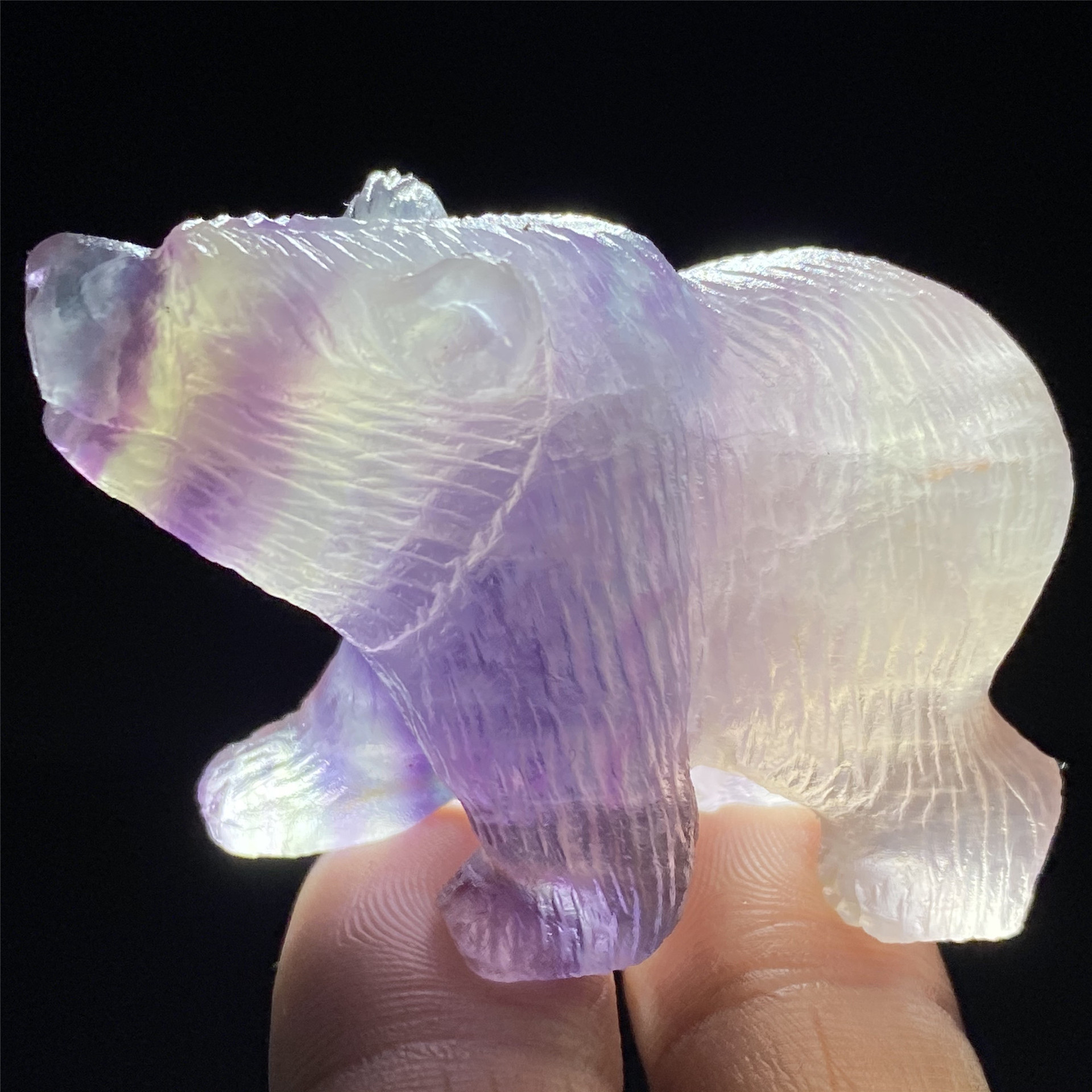 SAMEI JEWELRY Wholesale good price Hand Carved Crafts 2 inches colorful fluorite bear crystal animal carving for decoration