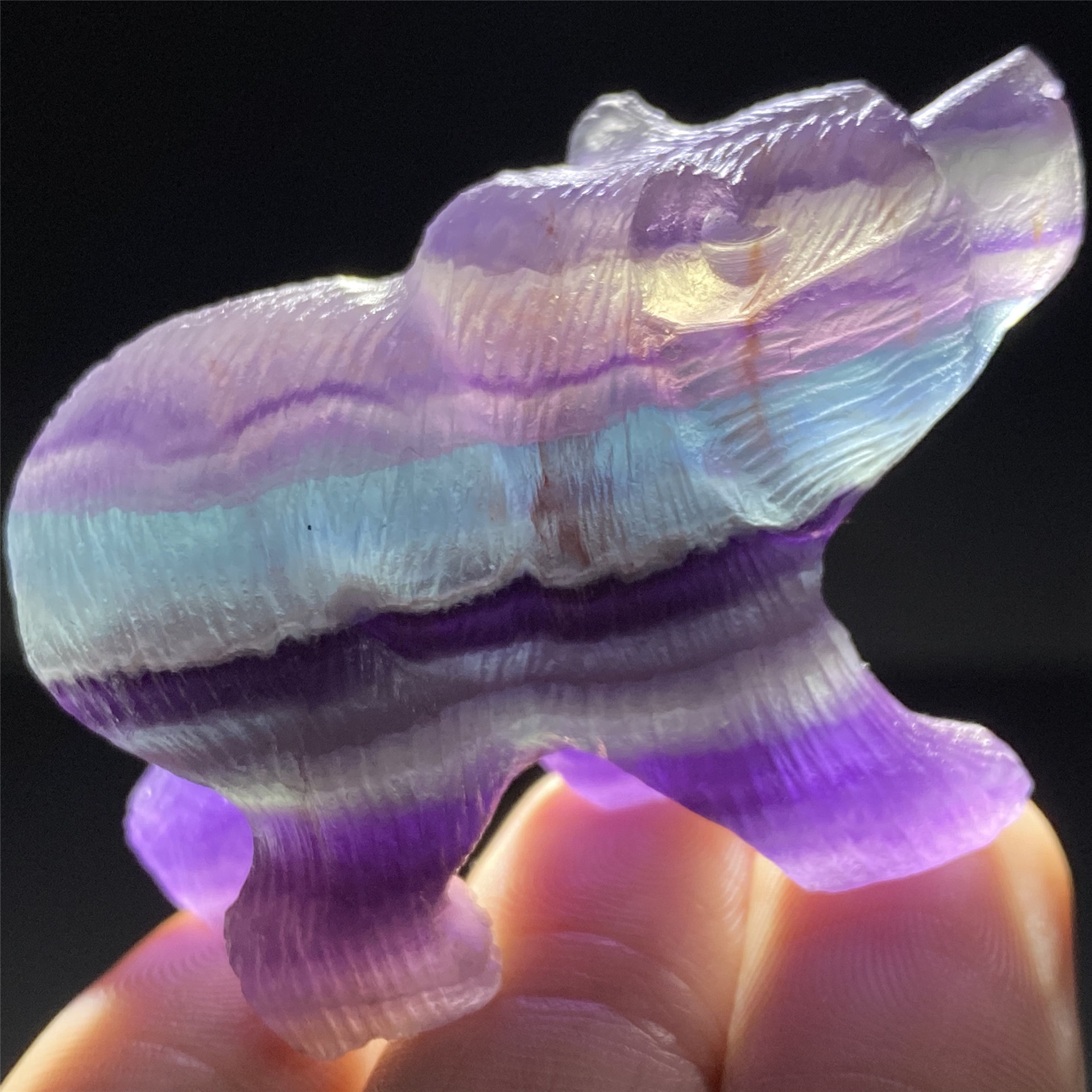 SAMEI JEWELRY Wholesale good price Hand Carved Crafts 2 inches colorful fluorite bear crystal animal carving for decoration