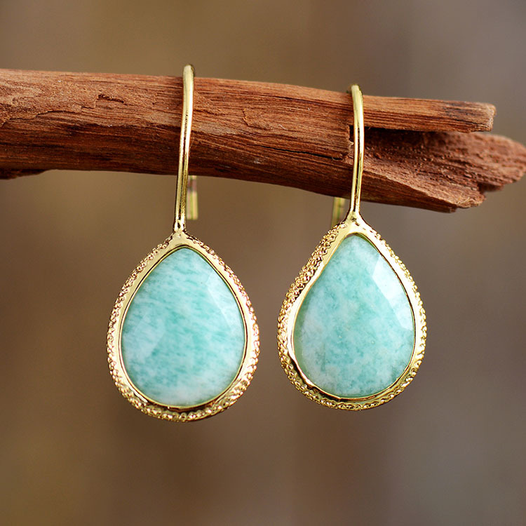 New popular hot sale natural gemstone healing amazonite crystal earring pendant jewelry ornament wholesale