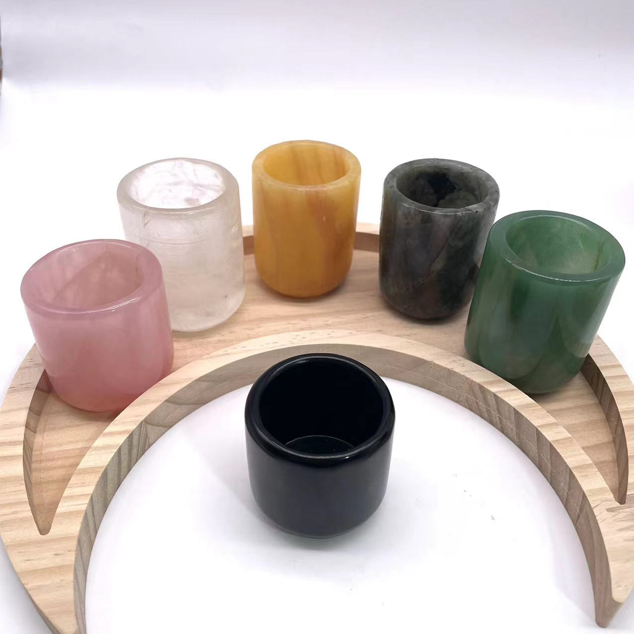 Natural healing hand carving crystal stone cups gifts wholesale polished tea cup carvings crystal crafts for home decoration