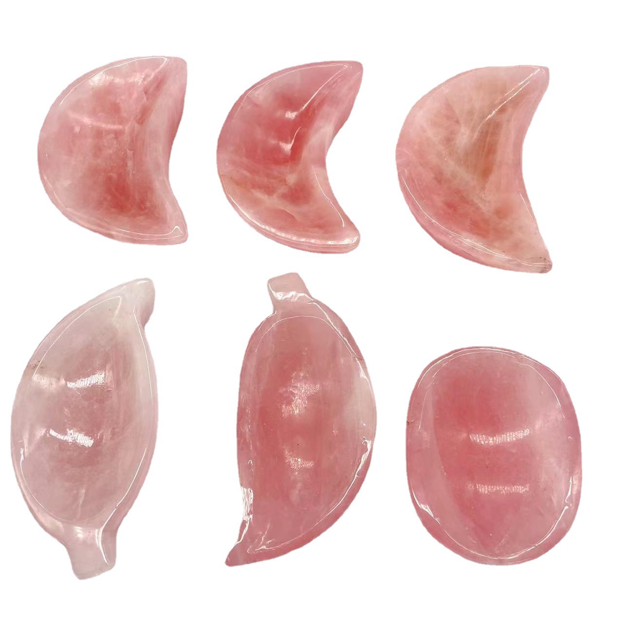 Hot sale natural healing gemstone crystal carving leaves multi shaped pink rose quartz carved crystal bowl for gifts