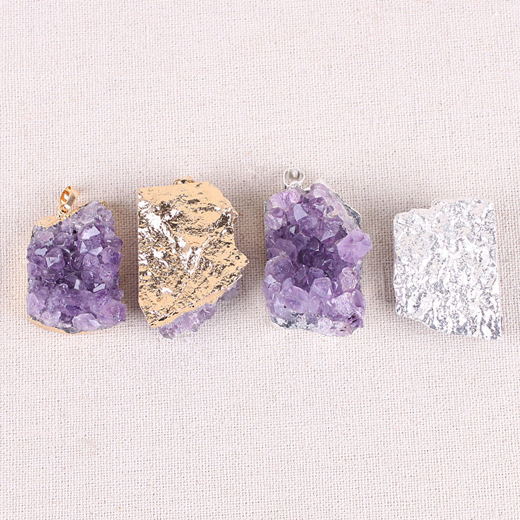 Hot Sale Natural Stone Crystal Jewelry Necklace Healing Energy Amethyst Cluster Gemstone Pendant For Decoration