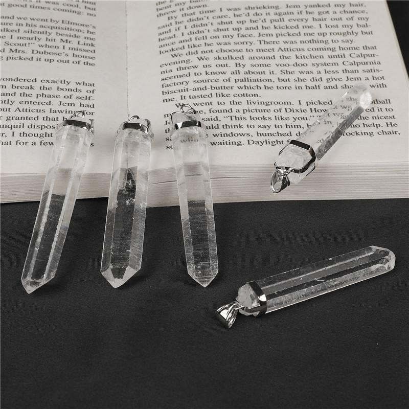 Wholesale Reiki Clear Crystal Jewelry Pendant Gifts Healing Natural White Crystal Tower Point Pendant For Sale