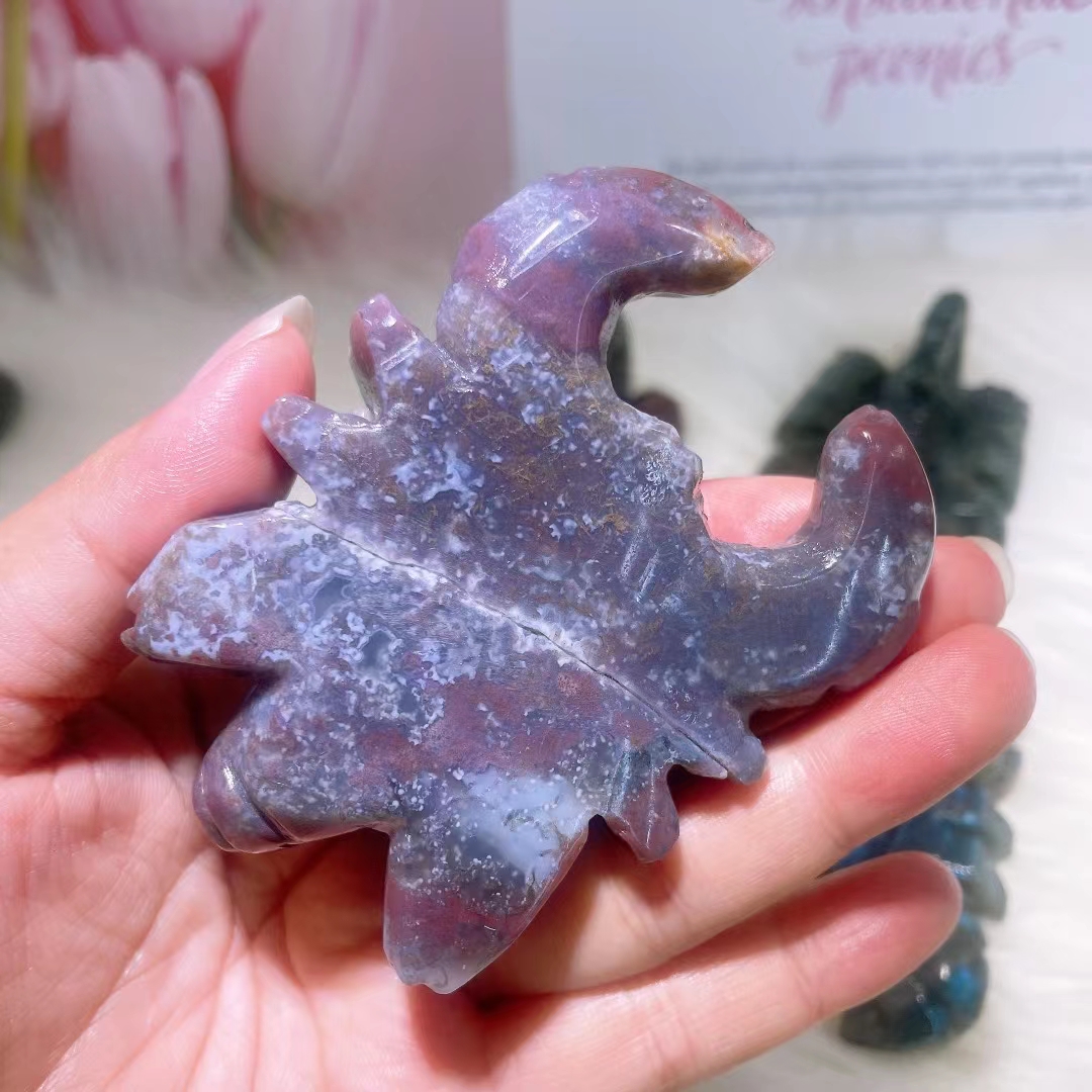 Hot sale natural stone hand carved animals wholesale bulk healing crystal carvings scorpion for home decoration