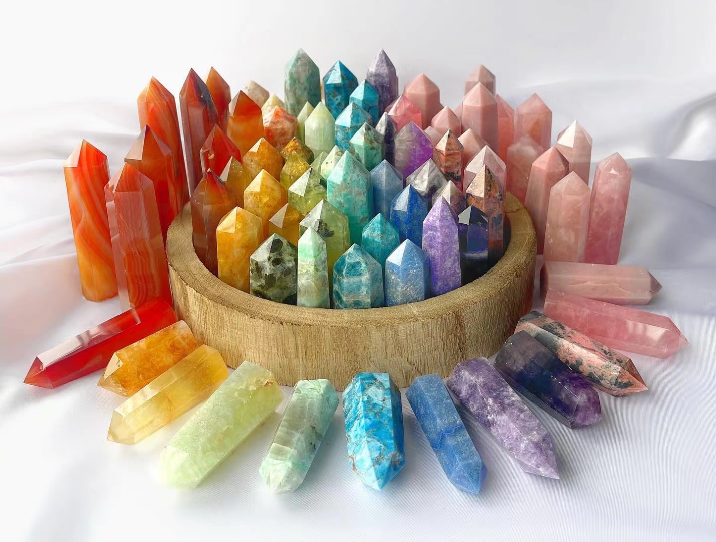 Natural stones polished crystals healing wholesale multicolor crystal tower point gemstone for home decor