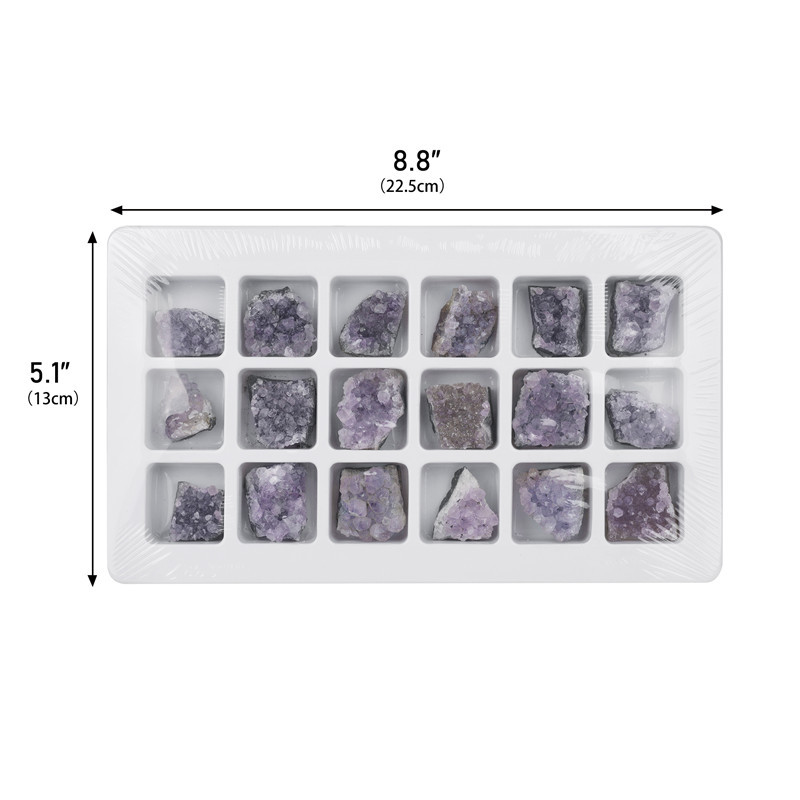 Best selling raw crystal cluster ore pvc boxed rough natural small amethyst cluster raw stone mineral specimens material