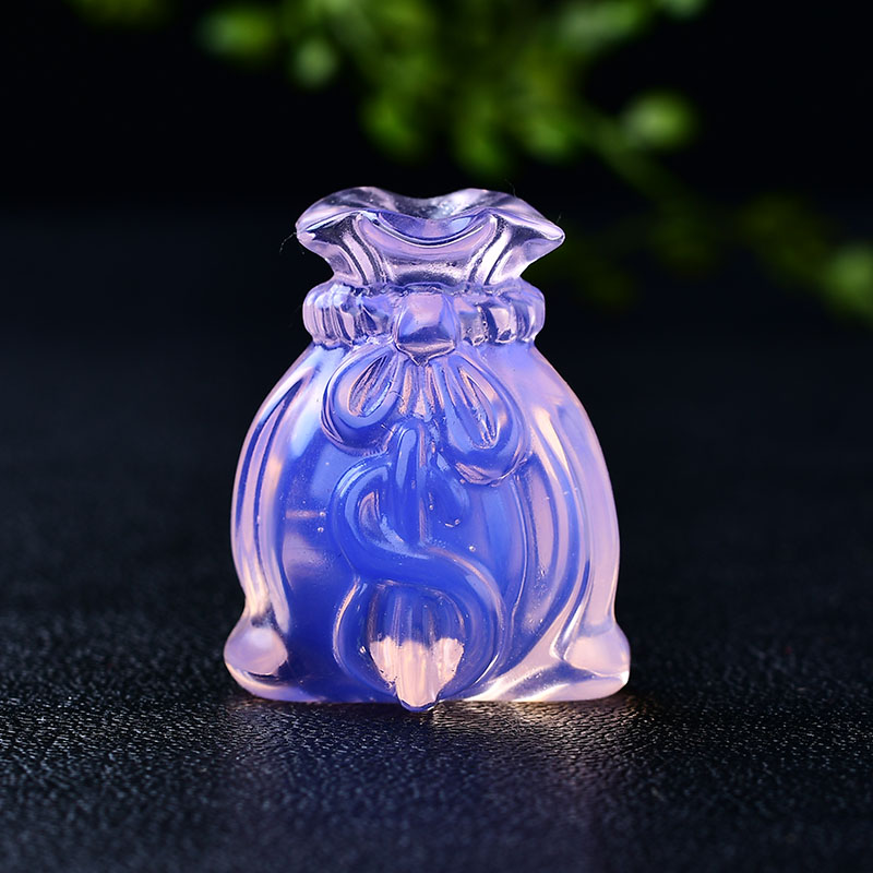 Good quality natural carved crystals stones polished healing crystal moneybag hand carving crafts for decoration