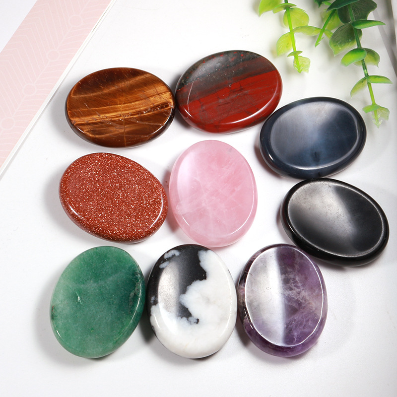 wholesale rose quartz thumb stones Oval Polished Healing Energy Crystal thumb massager for sale