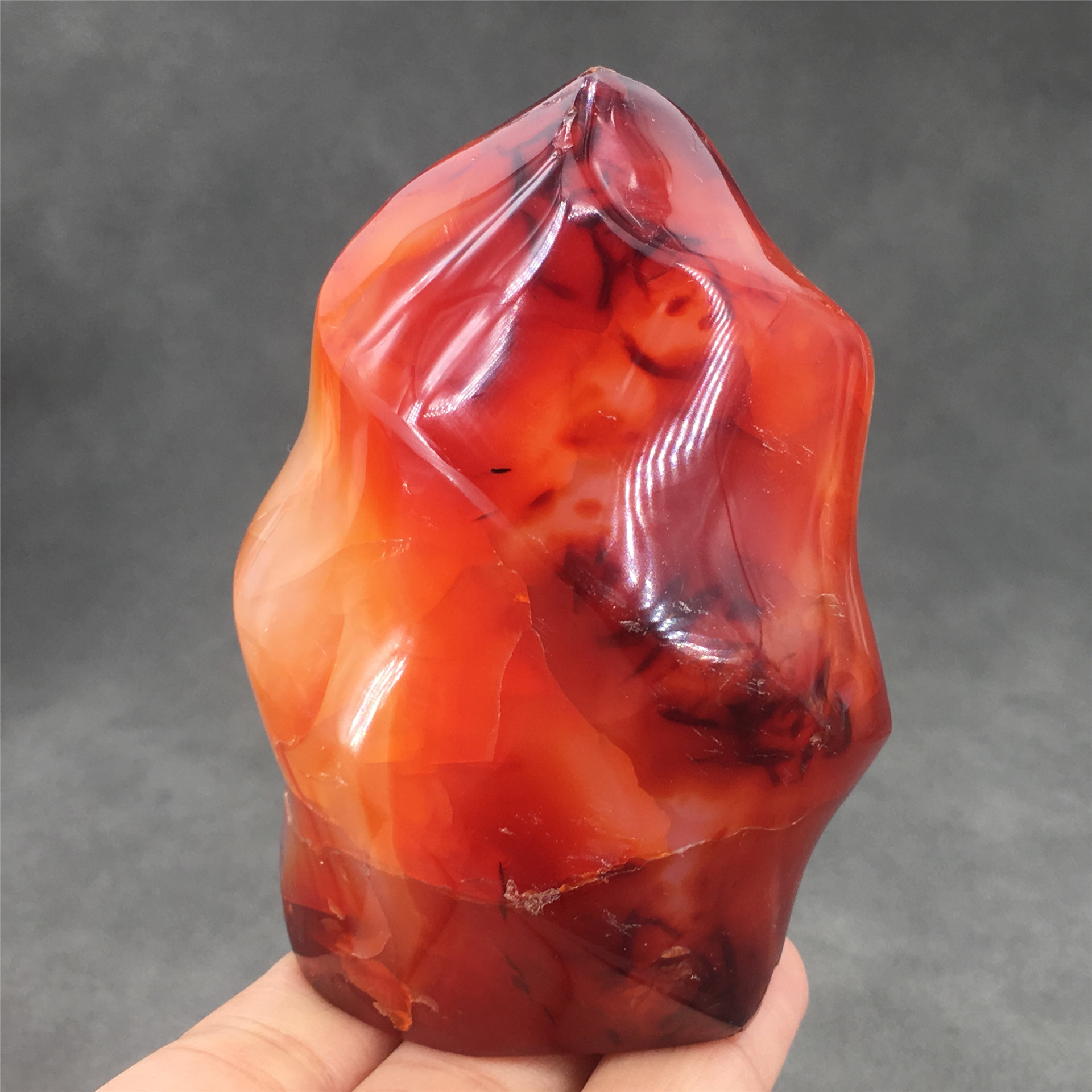 High quality natural reiki agate crystal carvings 8.5cm red agate flame mini crystal carving for home decoration