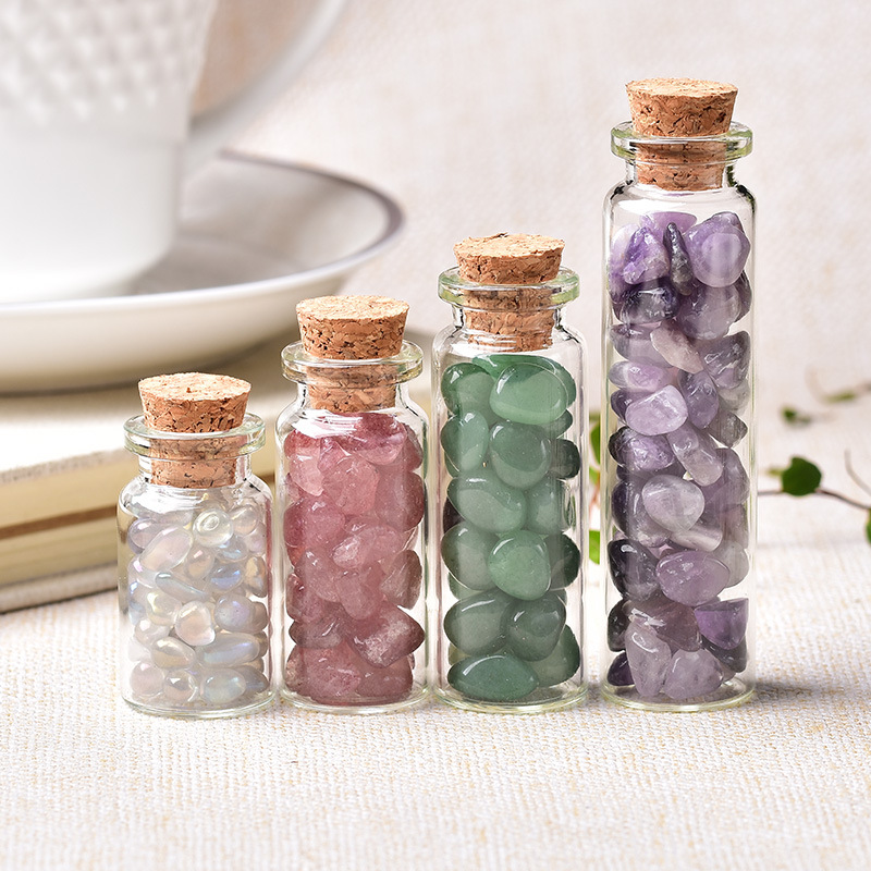 High quality healing crystal tumble stone wholesale various natural crystal gravel mini wishing bottle for gifts