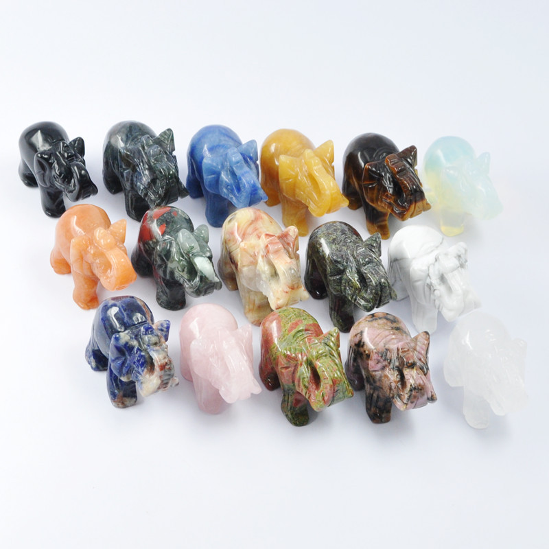 Crystal wholesale natural crystal carving crafts rose crystal elephant carving animal decoration and gifts