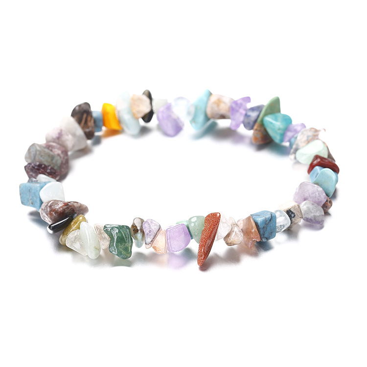 Wholesale natural crystal jewelry bracelet women multicolor healing reiki gravel crystal bracelet for gifts