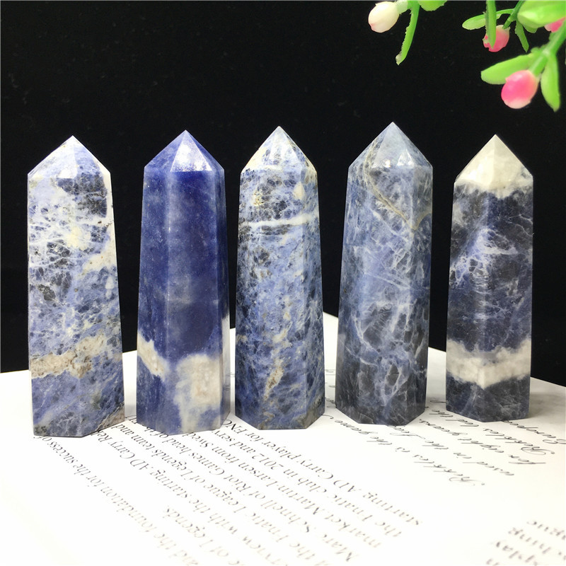 Natural crystal point wholesale wand healing reiki clear blue druzy stone crystal tower for Home Decoration