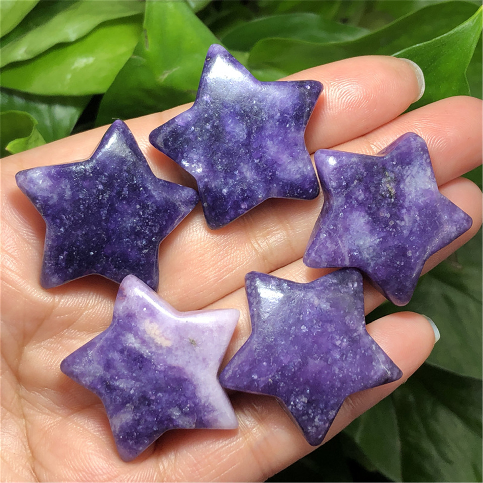 Wholesale high quality natural crystal healing stone purple mica star carving craft decoration and gifts