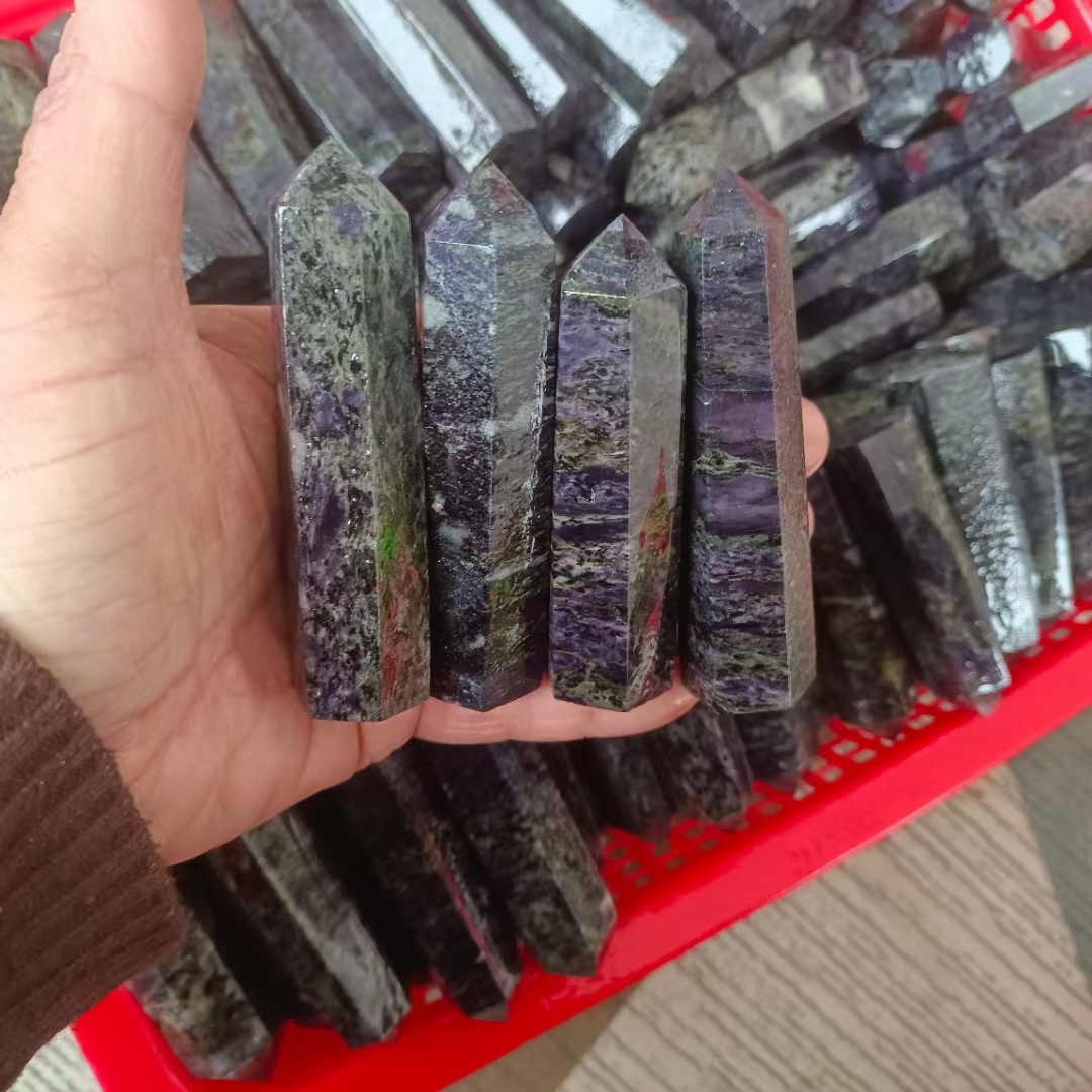 Hot sale high quality energy crystal tower natural quartz charoite crystal tower point for feng shui