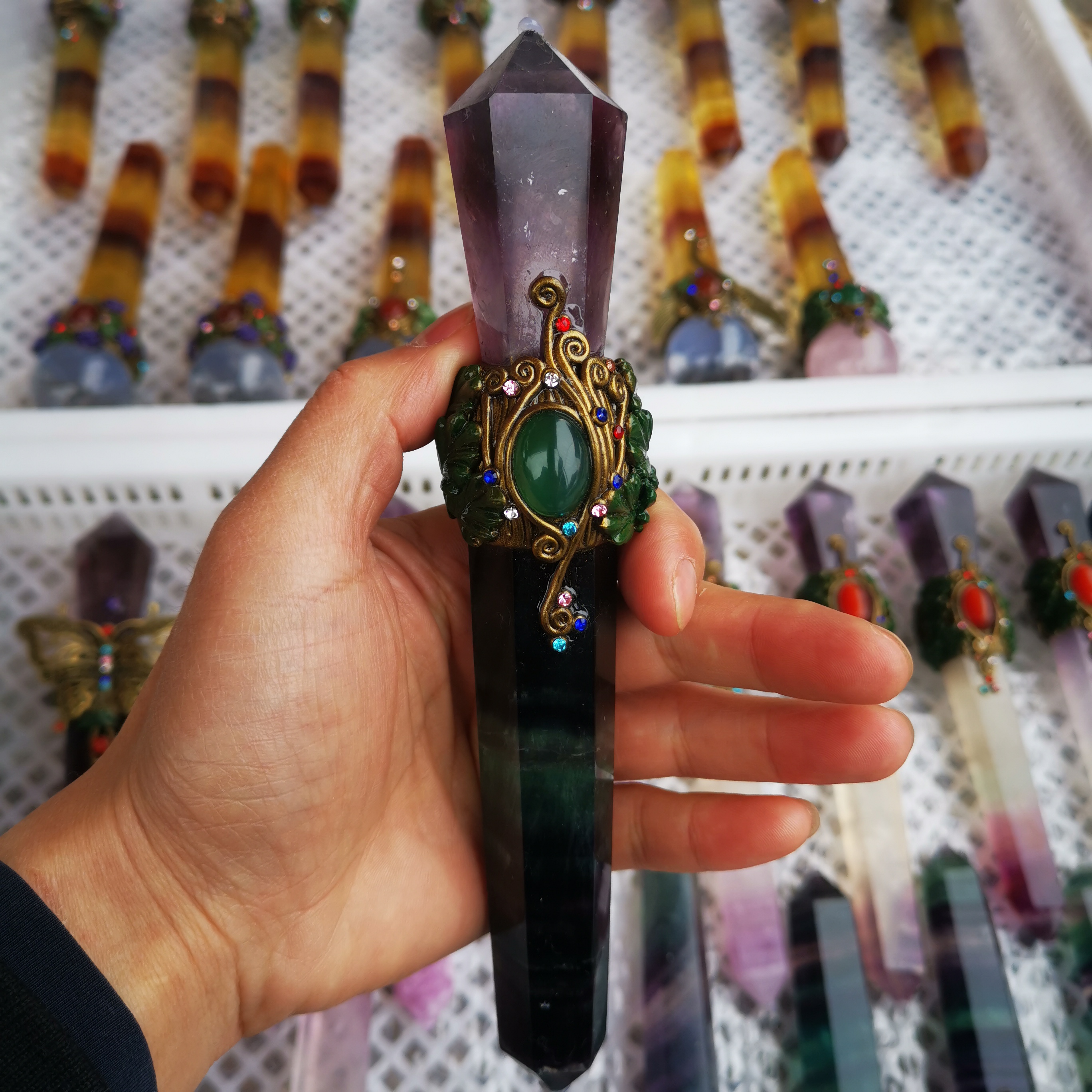 Best selling natural crystal magic wand gemstone crafts energy healing polished crystal wand point tower for fengshui