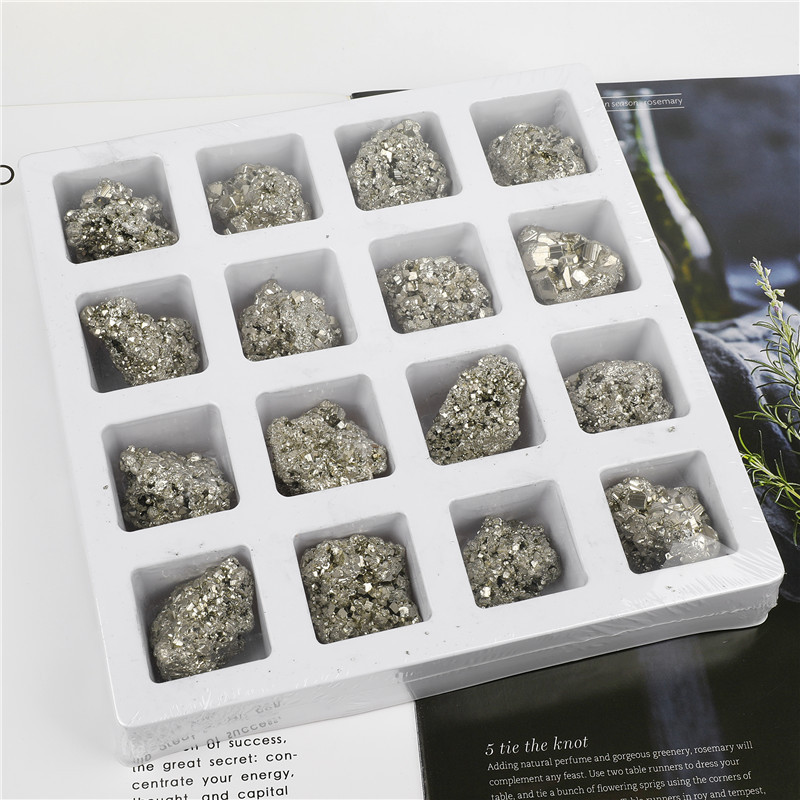 Natural raw stone crystal pyrite ore price wholesale healing pyrite mineral rough raw stone specimens gift box for sale