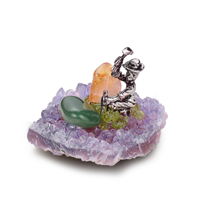 Natural amethyst cluster folk crafts miners scene modelling healing amethyst crystal cluster bulk wholesale for home decoration