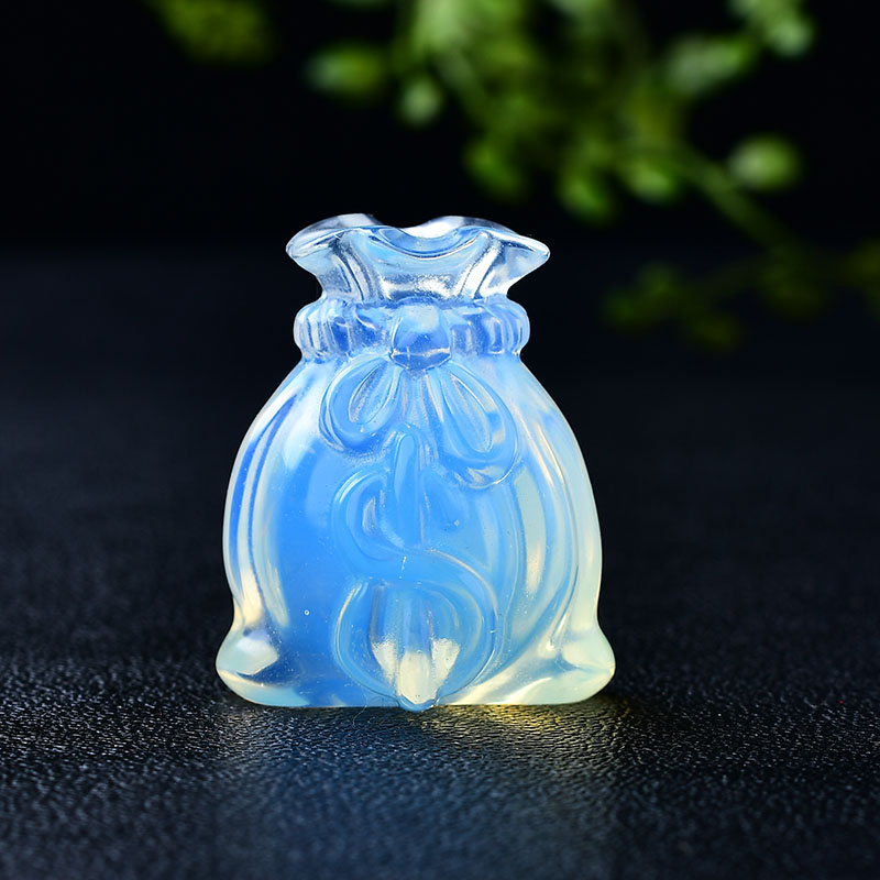 Good quality natural carved crystals stones polished healing crystal moneybag hand carving crafts for decoration