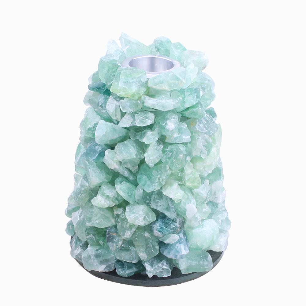 Wholesale bulk candlestick natural raw crystal stone healing crystal gravel rough stone candlestick folk crafts for decoration