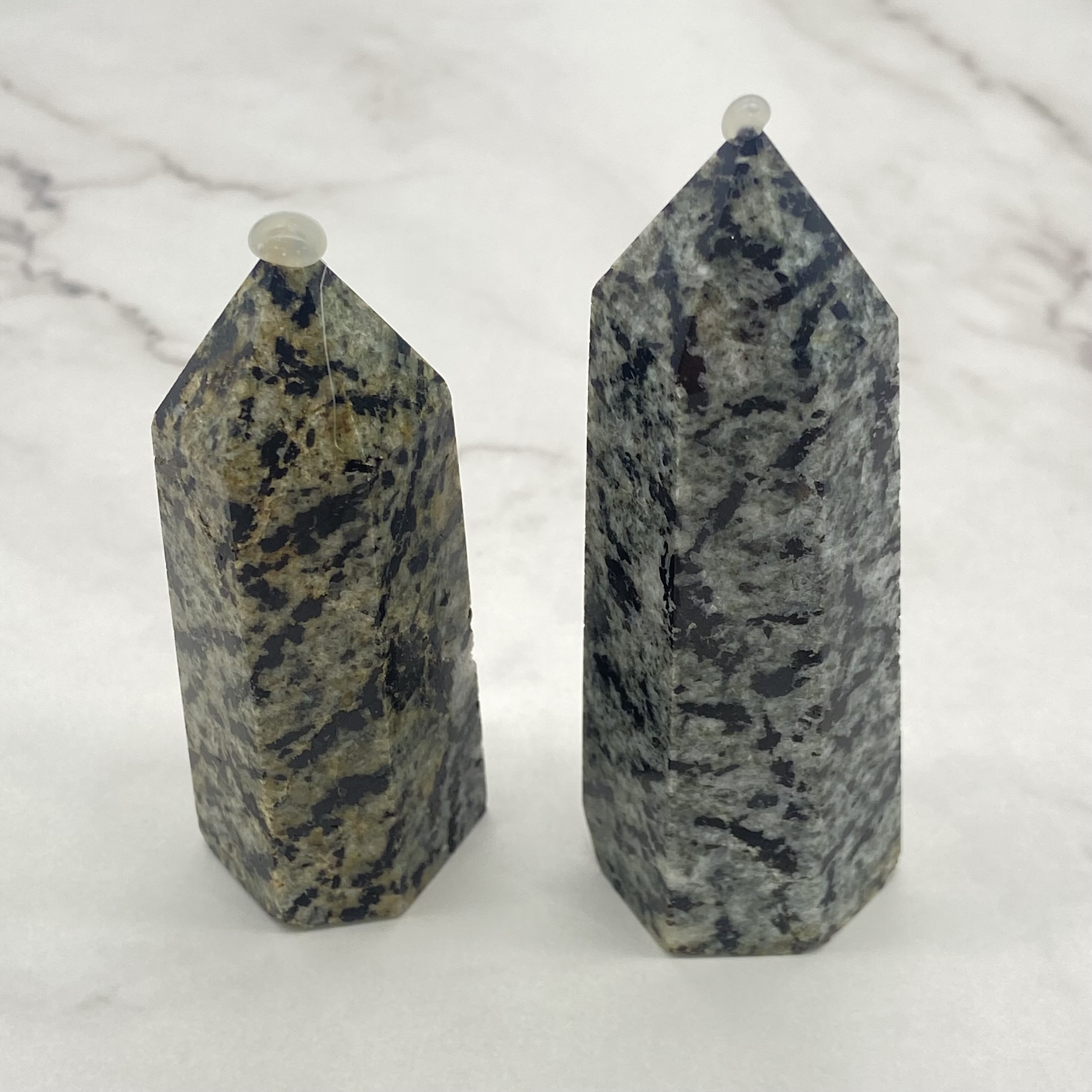 Natural crystal crafts snowflake obsdiian healing crystal stone point black mica mini tower crystals for healing and fengshui