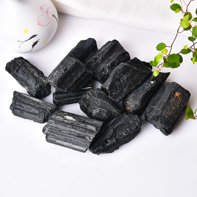 Hot sale natural quartz rough gemstone crystal stone black tourmaline wholesale