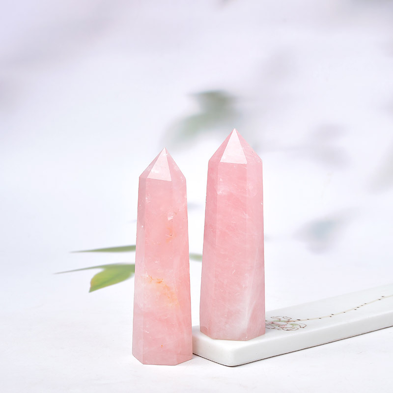 SAMEI JEWELRY Natural crystals healing stones tower polishing good price reiki rose crystal point tower for gifts