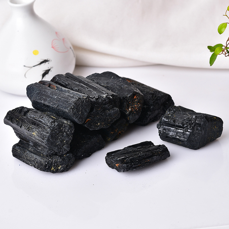 Hot sale natural quartz rough gemstone crystal stone black tourmaline wholesale