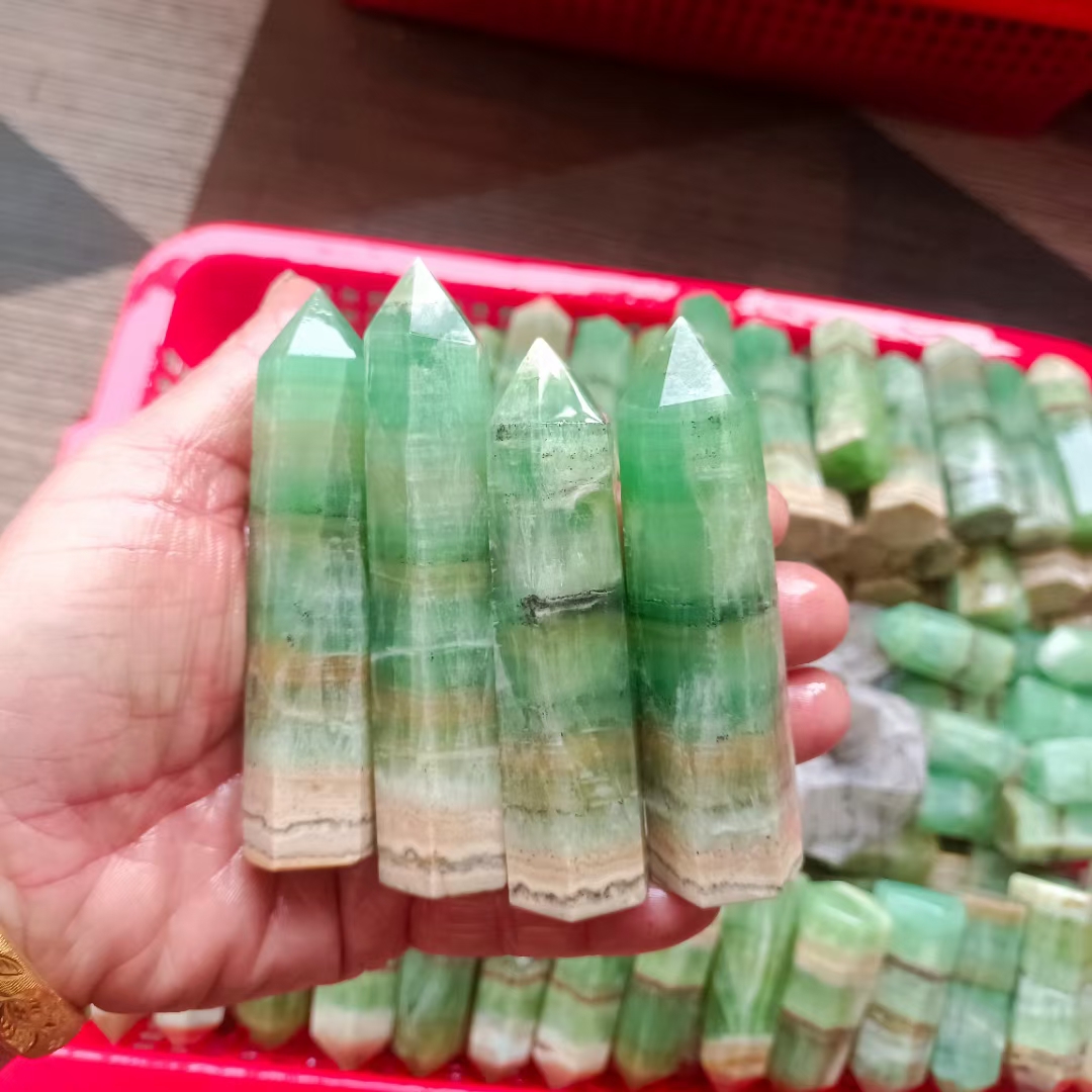 SAMEI JEWELRY Reiki healing crystal points natural polished caribbean calcite quartz crystal wand tower good price