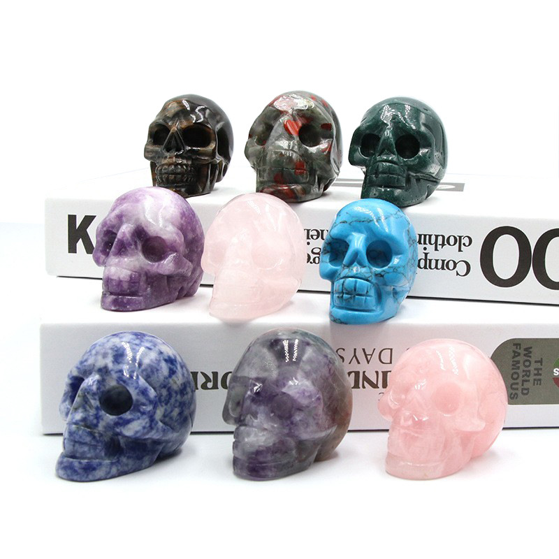 Wholesale 2 inch hand carved crystal skull folk crafts natural healing skull crystal healing stone decoration and gifts