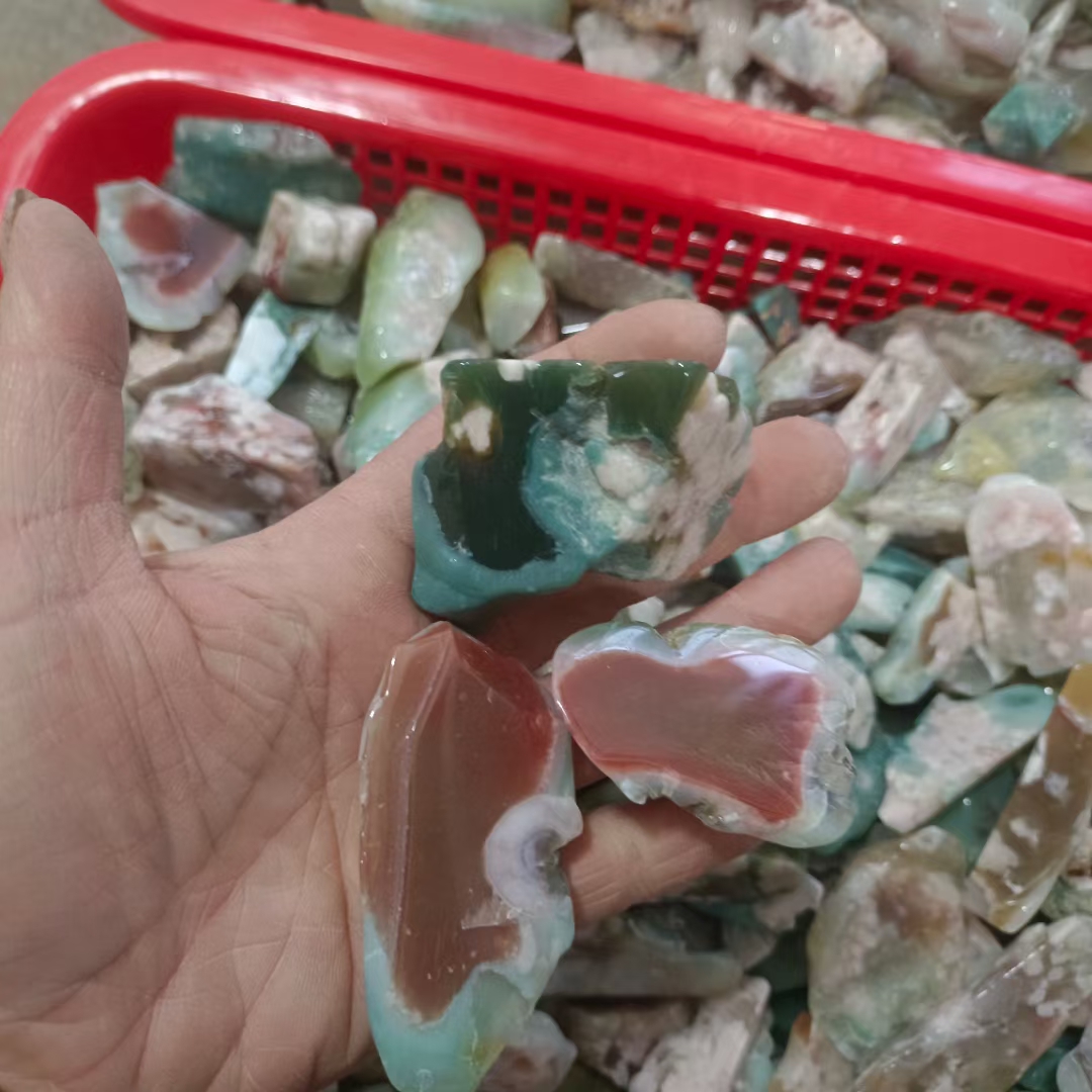 Crystal healing tumbled stones natural polishing green cherry blossom agate crystal gravel tumbled stones wholesale