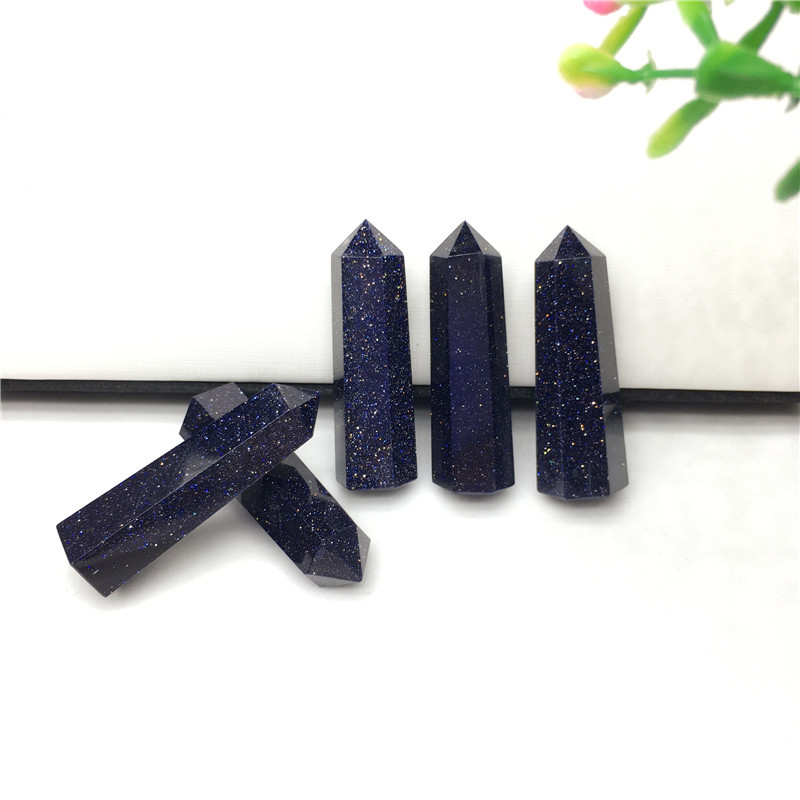 Reiki healing crystal points bulk natural polished blue yellow sand gold crystal towers for sale