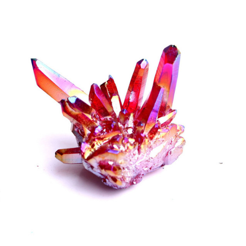 High quality natural quartz crystal healing electroplated red halo crystal cluster decoration and energy