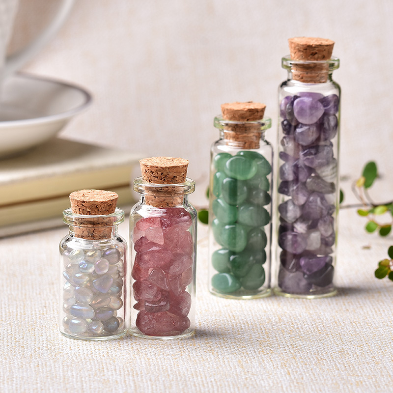 High quality healing crystal tumble stone wholesale various natural crystal gravel mini wishing bottle for gifts