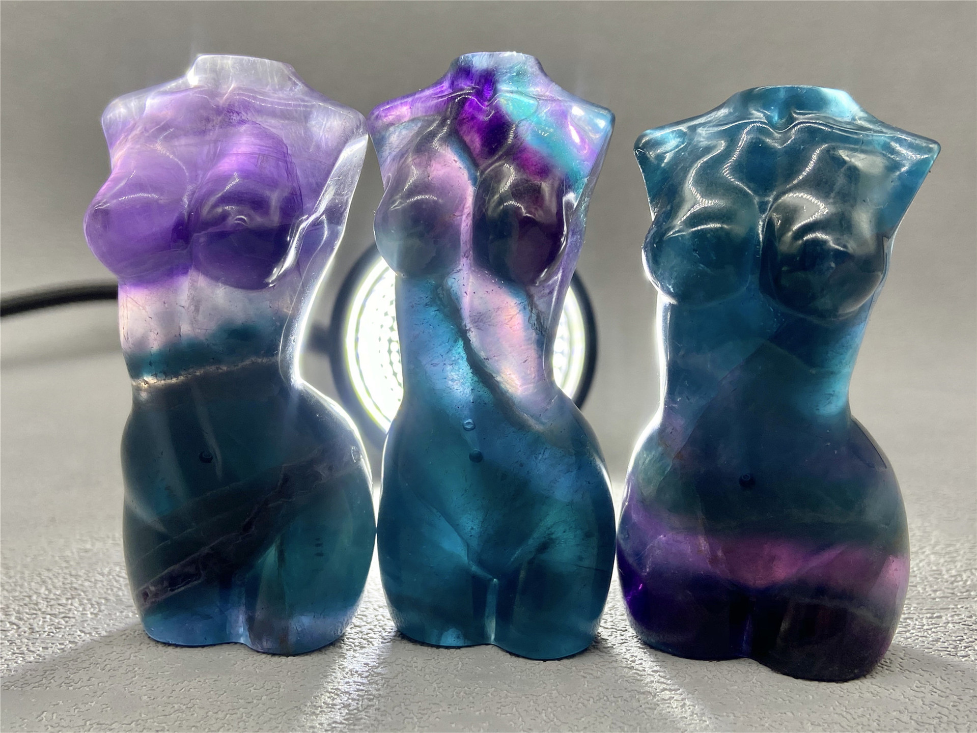 Wholesale healing crystal rose carvings folk crafts 7cm natural fluorite female models body crystal carving for gift