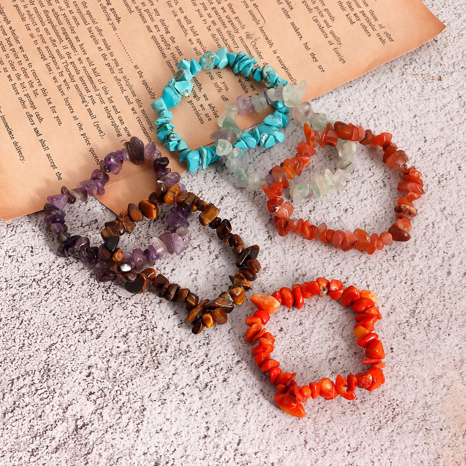 Wholesale natural crystal jewelry bracelet women multicolor healing reiki gravel crystal bracelet for gifts