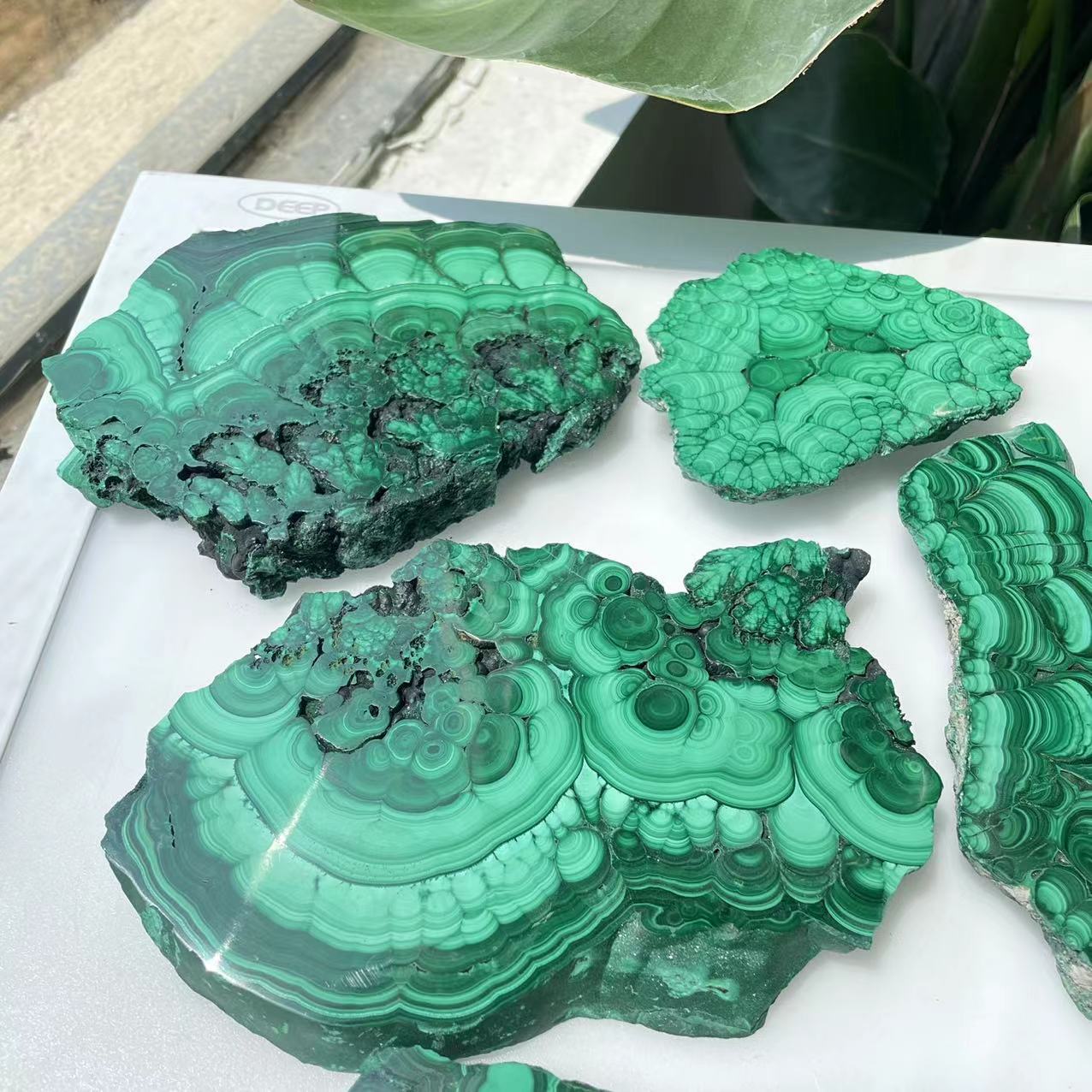 Natural crystal green malachite price wholesale polished healing malachite slice rough stone for decoration