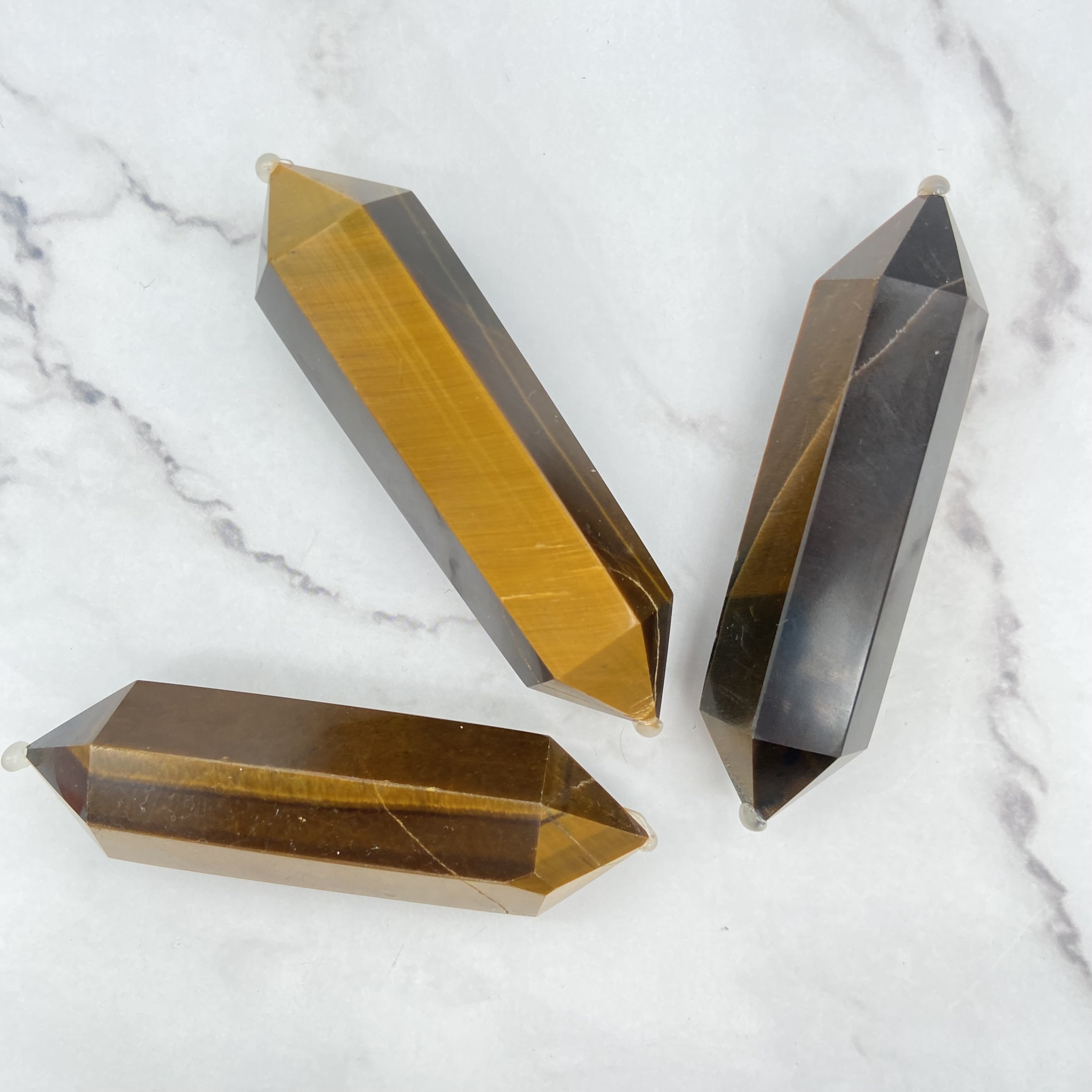 Tigers eye crystal healing stones natural quartz crystal point tiger eye stone double pointed mini tower for healing