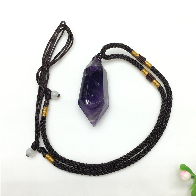 Natural Healing Crystal Jewelry Wholesale Polished Crystal Point Hexagon Amethyst necklace pendant For Decoration