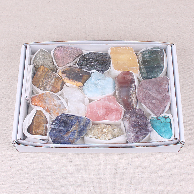 Reiki Healing Various Mixed Gemstone Crystal Rough Stone Natural Crystal Raw Ore Specimen Gift Box For Sale