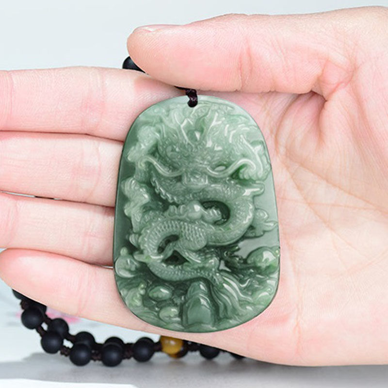 High quality natural gemstone carving crafts Myanmar jade jade dragon pendant carved jade pendant