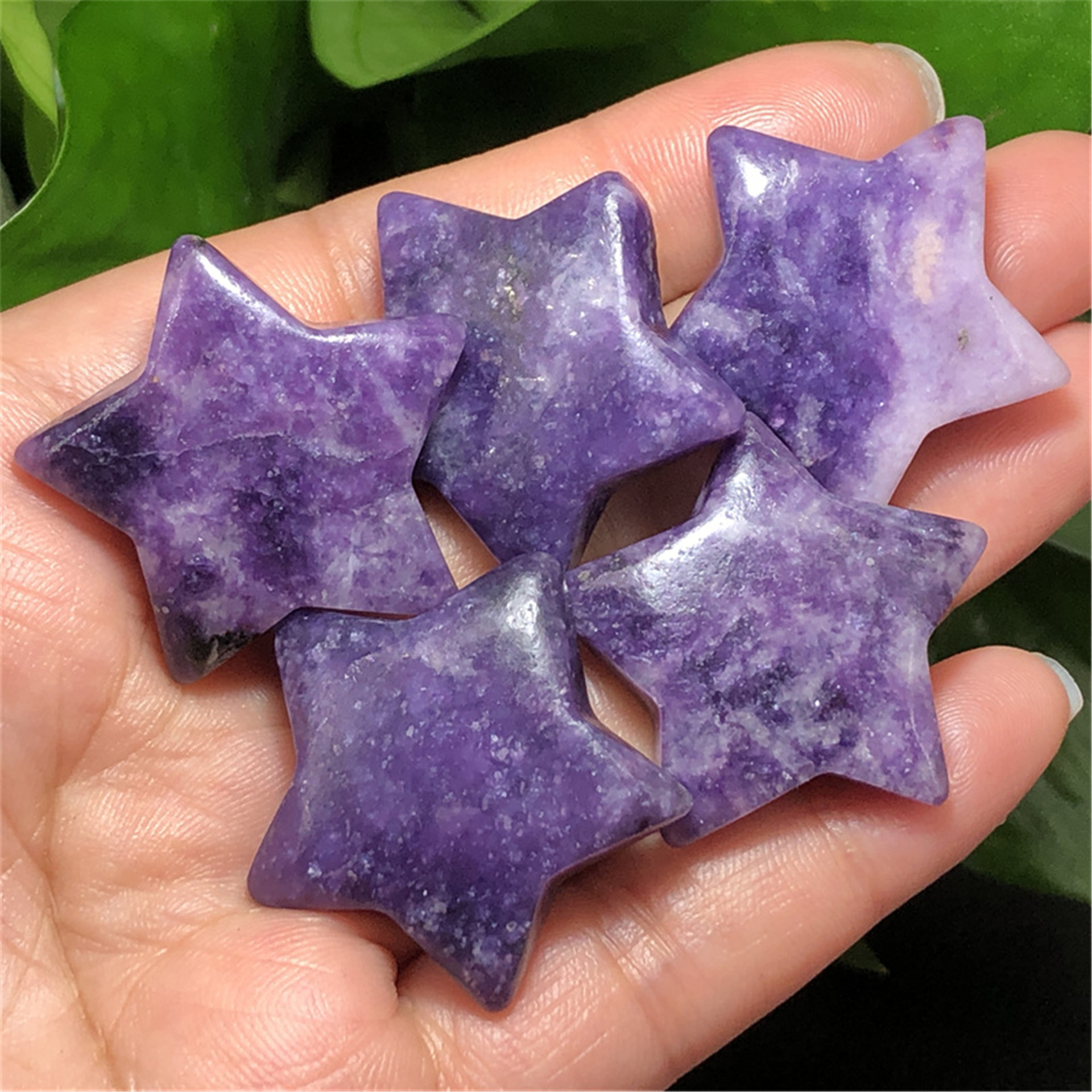 Wholesale high quality natural crystal healing stone purple mica star carving craft decoration and gifts