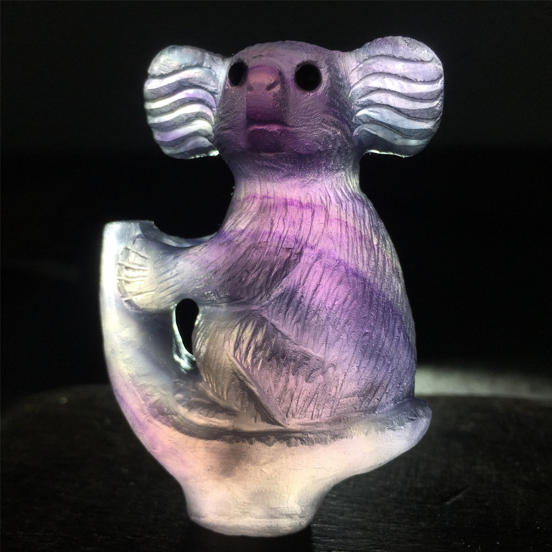 Good price hand carved crystals crafts gifts natural reiki rainbow fluorite koala animal crystal carving SAMEI JEWELRY