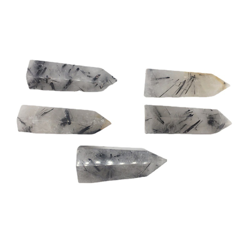 Polished quartz crystal wand point sale natural reiki black white fireworks crystal point tower bulk