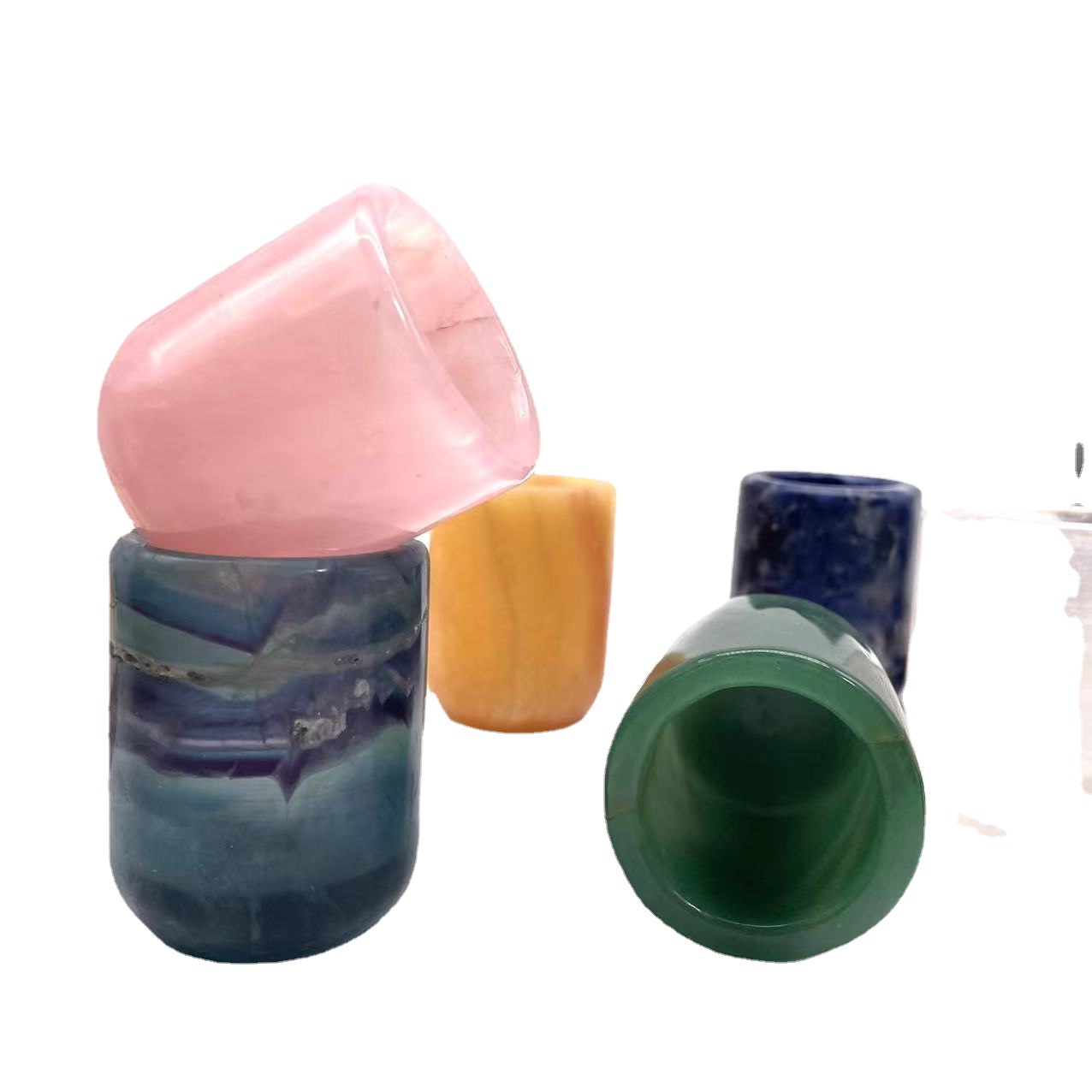 Natural healing hand carving crystal stone cups gifts wholesale polished tea cup carvings crystal crafts for home decoration