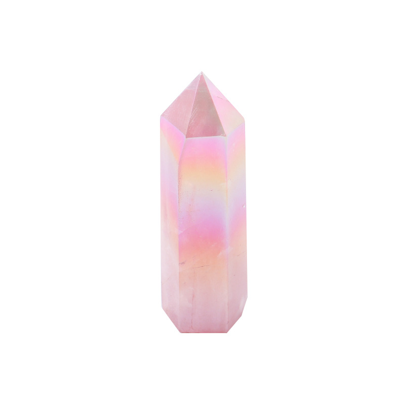 Top quality crystal stone healing stone bulk natural aura gemstone pink water aura quartz tower feng shui decoration