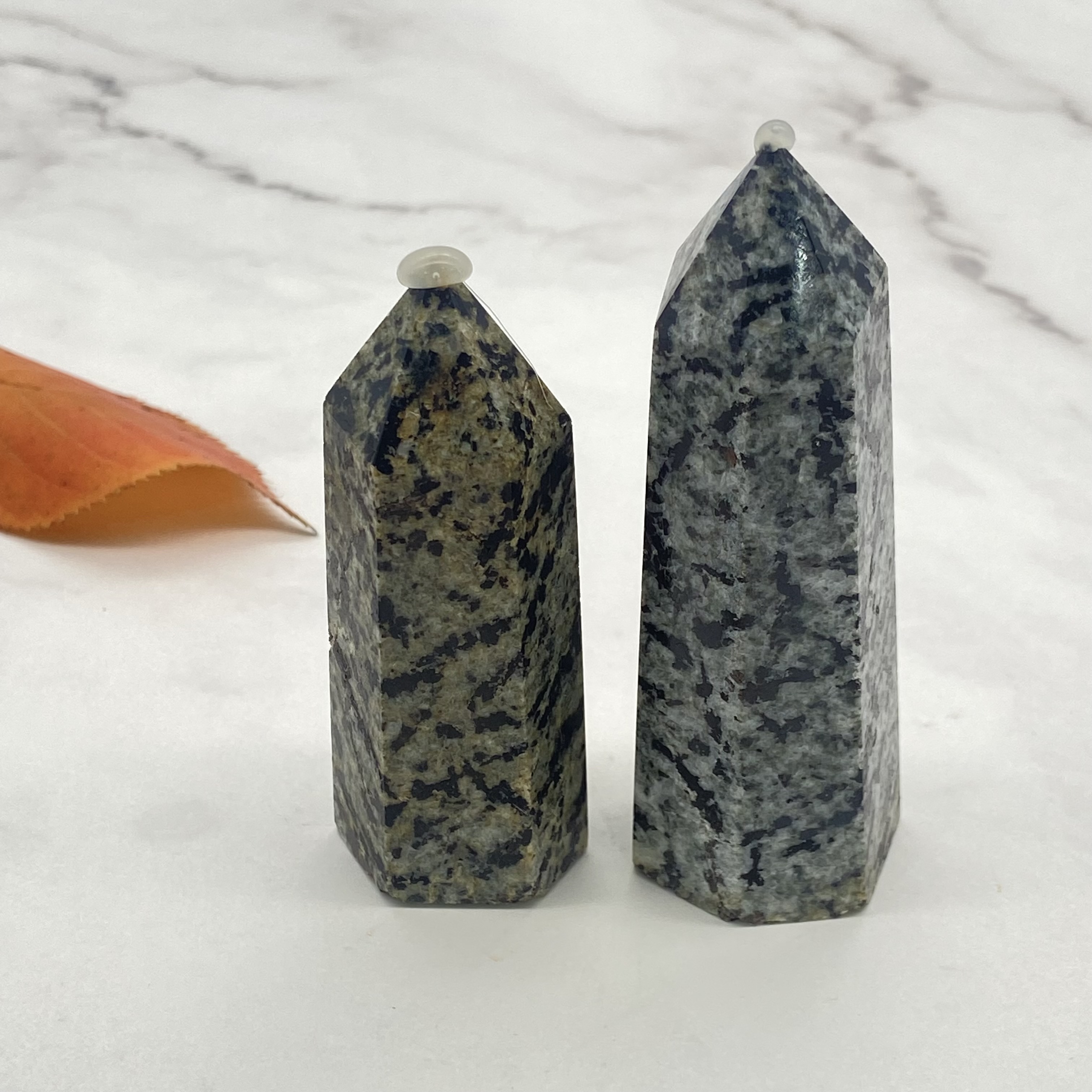 Natural crystal crafts snowflake obsdiian healing crystal stone point black mica mini tower crystals for healing and fengshui