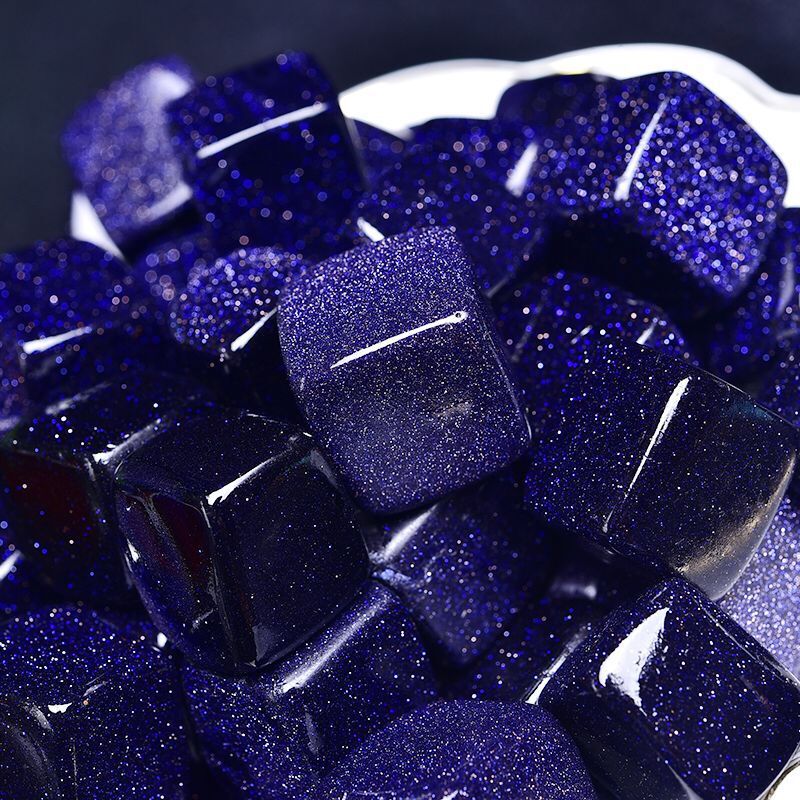 High quality natural blue gold stone cube crystal tumbling stone crystal healing stone crystal gravel for decoration or safety